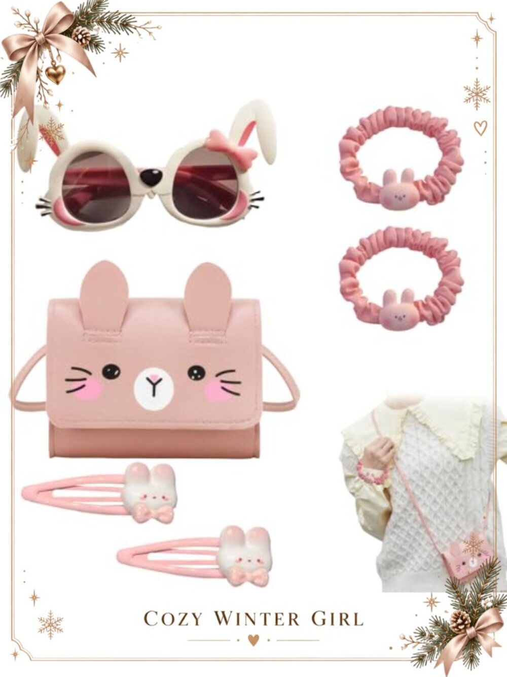 Rabbit Crossbody Purse Gift Set with Sunglasses & Hair Accessories Waterproof